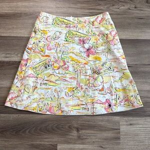 Express‎ Women's Size 10 Midi Skirt Pastels Hawaiian Pink Yellow Lilly Inspired